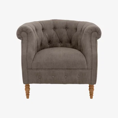 Furniture Village Alexander and James - Chesterfield Collection Calvin Fabric Chair - Wicker - Oak Feet