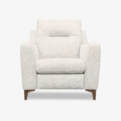 Furniture Village G Plan - Arlo Fabric Power Recliner Chair - Rush Cream with Walnut Feet