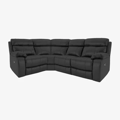 Furniture Village World of Leather - Moreno Small Leather Power Recliner Left Hand Facing Corner Sofa - Carbon Grey - Sofas and Armchairs