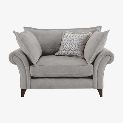 Furniture Village Boutique Splendour Fabric Snuggler - Meridian Silver with Antique Feet