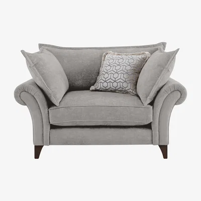 Furniture Village Boutique Splendour Fabric Snuggler - Meridian Silver with Antique Feet