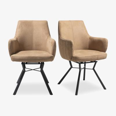 Furniture Village Habufa - Cleveland Pair of Swivel Dining Armchairs - Cognac