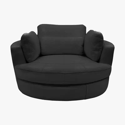 Furniture Village Ronda Leather Swivel Armchair - Black