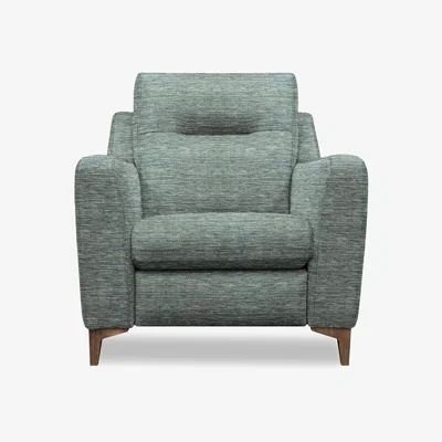 Furniture Village G Plan - Arlo Fabric Power Recliner Chair - Waffle Marine with Walnut Feet