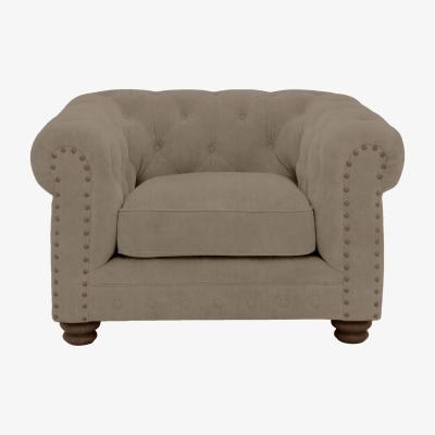 Furniture Village Alexander and James - Chesterfield Collection Hugo Fabric Chair - Mouse with Studs - Dark Feet