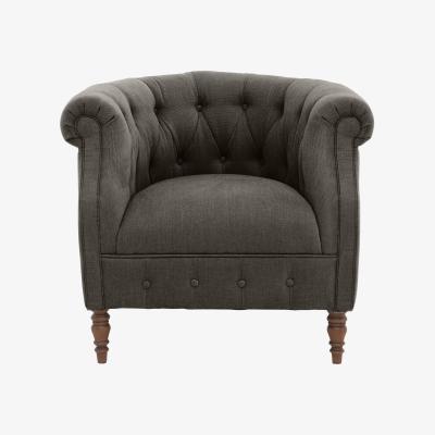 Furniture Village Alexander and James - Chesterfield Collection Calvin Fabric Chair - Linen Grey - Dark Feet