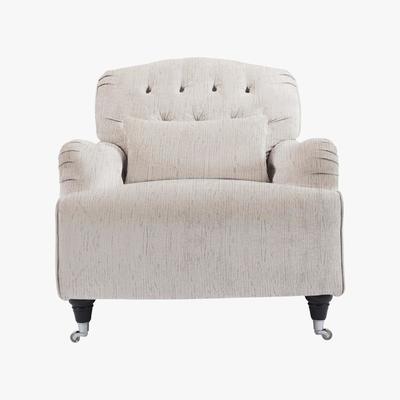 Furniture Village Langham Fabric Accent Armchair - Beige - By Furniture Village