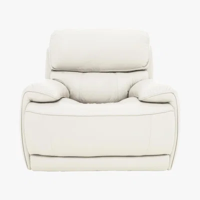 Furniture Village Relax Station Rocco Leather Power Rocker Armchair with Power Headrests - White- World of Leather