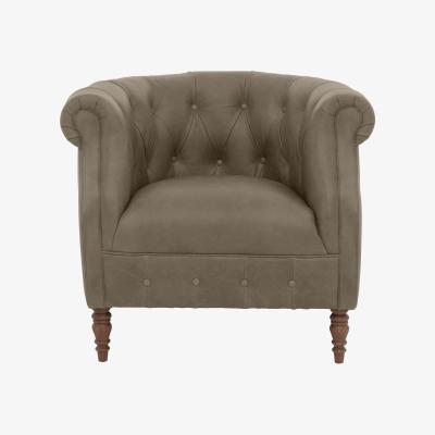 Furniture Village Alexander and James - Chesterfield Collection Calvin Leather Chair - Bluster - Dark Feet