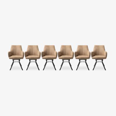 Furniture Village Habufa - Cleveland Set of 6 Swivel Dining Armchairs - Cognac