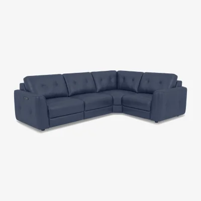 Furniture Village World of Leather - Drift Small Leather Power Glider Right Hand Facing Corner Sofa - BV Ocean Blue - Sofas and Armchairs - In Time for Christmas