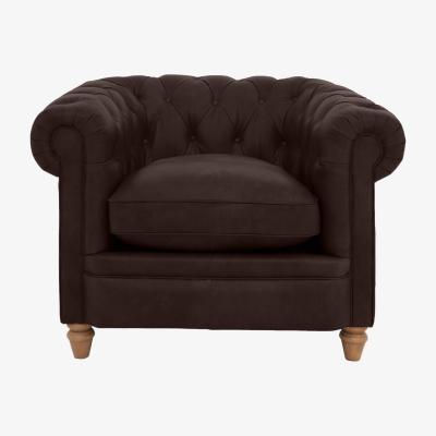 Furniture Village Alexander and James - Chesterfield Collection Ralph Leather Chair - Cake - Oak Feet