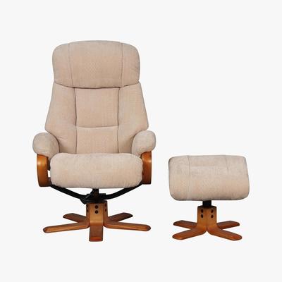 Furniture Village Munich Fabric Swivel Recliner Armchair with Footstool - By Furniture Village