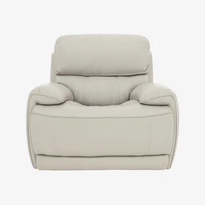 Furniture Village Relax Station Rocco BV Leather Power Rocker Manual Recliner Armchair with Headrests - Silver Grey