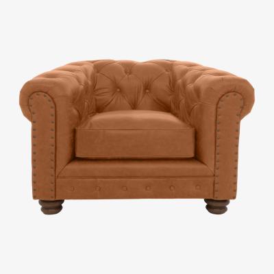 Furniture Village Alexander and James - Hugo Leather Chesterfield Chair - Original with Studs - Dark Feet