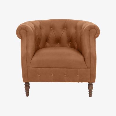 Furniture Village Alexander and James - Chesterfield Collection Calvin Leather Chair - Original - Dark Feet