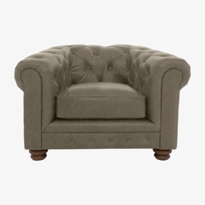 Furniture Village Alexander and James - Hugo Leather Chesterfield Chair - Bluster - Dark Feet