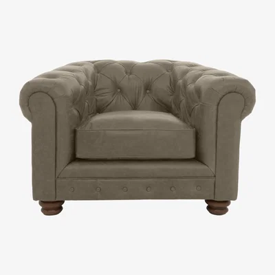 Furniture Village Alexander and James - Hugo Leather Chesterfield Chair - Bluster - Dark Feet