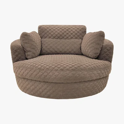 Furniture Village Ronda Fabric Swivel Armchair - Brown