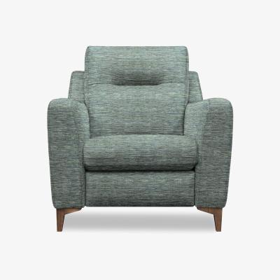 Furniture Village G Plan - Arlo Fabric Chair - Waffle Marine with Walnut Feet