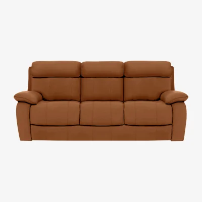 Furniture Village World of Leather - Moreno 3 Seater Leather Sofa - Cognac - Sofas and Armchairs