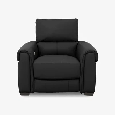 Furniture Village Nixon NC Leather Chair with Power Recliner - Black