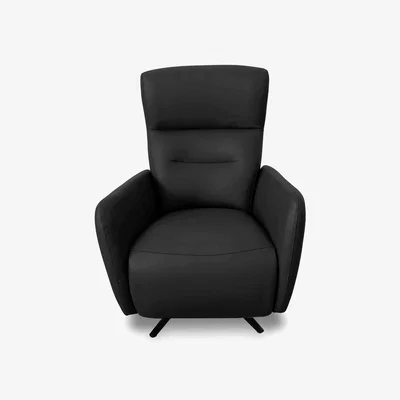 Furniture Village Designer Chair Collection Le Mans NC Leather Dual Power Recliner Swivel Chair - Black