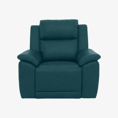 Furniture Village Utah Leather Power Recliner Chair with Headrest and Power Lumbar - Midnight Jade