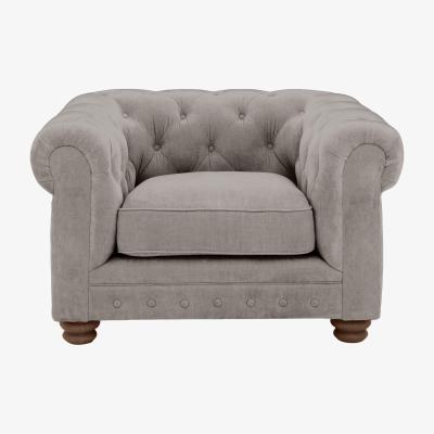 Furniture Village Alexander and James - Chesterfield Collection Hugo Fabric Chair - Chamonix Silver - Dark Feet