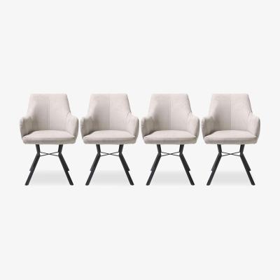 Furniture Village Habufa - Cleveland Set of 4 Swivel Dining Armchairs - Light Grey
