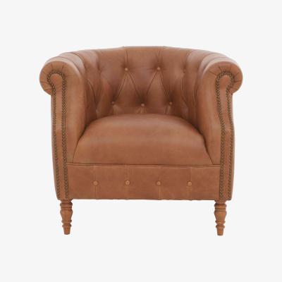 Furniture Village Alexander and James - Chesterfield Collection Calvin Leather Chair - Original with Studs - Oak Feet