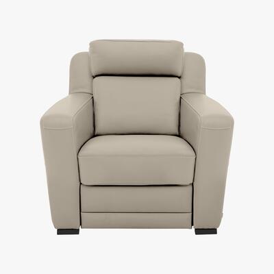 Furniture Village Nicoletti - Matera Leather Armchair with Box Arms - Beige