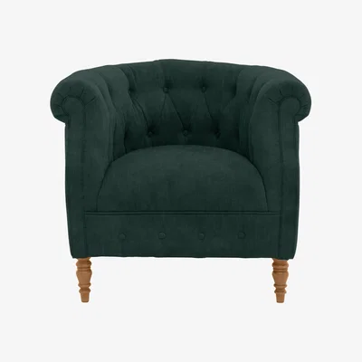 Furniture Village Alexander and James - Chesterfield Collection Calvin Fabric Chair - Honey Creeper - Oak Feet