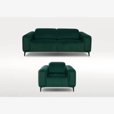 Furniture Village Elphaba Fabric 3 Seater Sofa and Armchair Set with Power Recliners and Storage Arms - Bottle Green