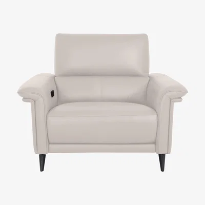Furniture Village Domicil - Huxley Leather Power Recliner Chair with Telescopic Headrest - NP Frost