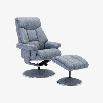 Furniture Village Bruges Fabric Swivel Chair and Footstool - Lisbon Marine