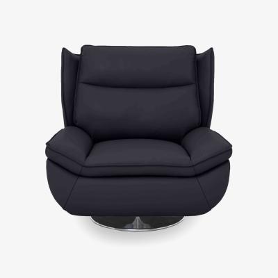 Furniture Village Vinny Leather Swivel Chair - Lavender Grey