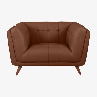 Furniture Village Rene Leather Cuddler Sofa - Brown