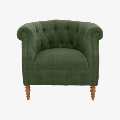 Furniture Village Alexander and James - Chesterfield Collection Calvin Fabric Chair - Highland Green - Oak Feet