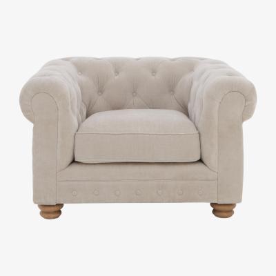 Furniture Village Alexander and James - Chesterfield Collection Hugo Fabric Chair - Chamonix Linen - Oak Feet