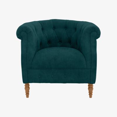 Furniture Village Alexander and James - Chesterfield Collection Calvin Fabric Chair - Peacock - Oak Feet
