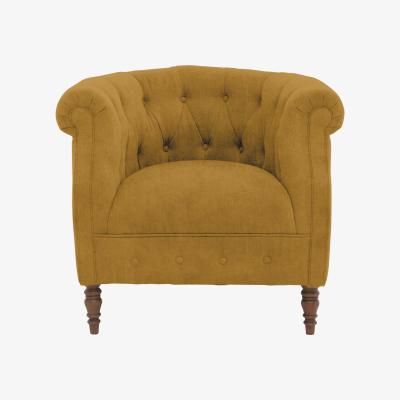 Furniture Village Alexander and James - Chesterfield Collection Calvin Fabric Chair - Turmeric - Dark Feet