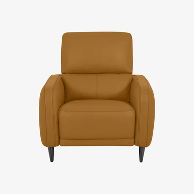 Furniture Village Domicil - Logan Leather Power Recliner Chair - NP Honey Yellow