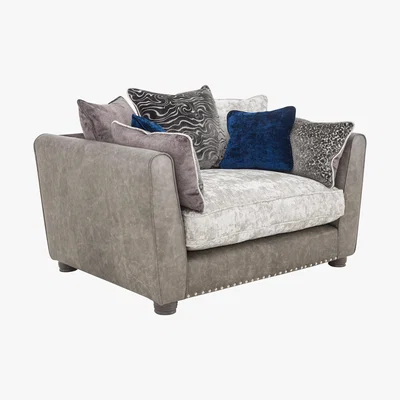 Furniture Village Inspiration Pillow Back Snuggler Armchair with Studs - Grey - By Furniture Village