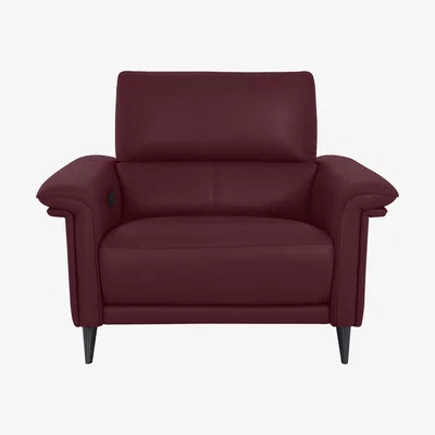 Furniture Village Domicil - Huxley Leather Power Recliner Chair with Telescopic Headrest - NP Ruby