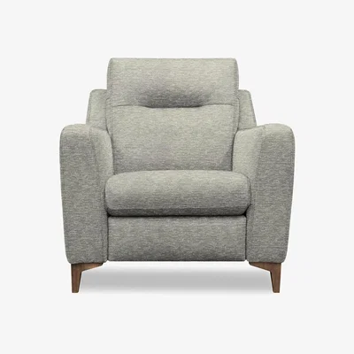 Furniture Village G Plan - Arlo Fabric Power Recliner Chair - Mirage Powder with Walnut Feet