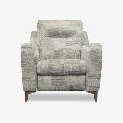 Furniture Village G Plan - Arlo Fabric Chair - Checkers Smoke with Walnut Feet