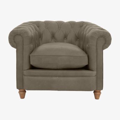 Furniture Village Alexander and James - Chesterfield Collection Ralph Leather Chair - Bluster - Oak Feet
