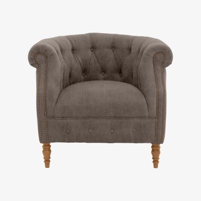 Furniture Village Alexander and James - Chesterfield Collection Calvin Fabric Chair - Wicker with Studs - Oak Feet