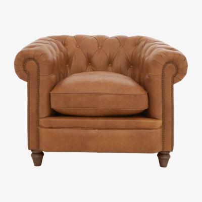 Furniture Village Alexander and James - Chesterfield Collection Ralph Leather Chair - Original with Studs - Dark Feet